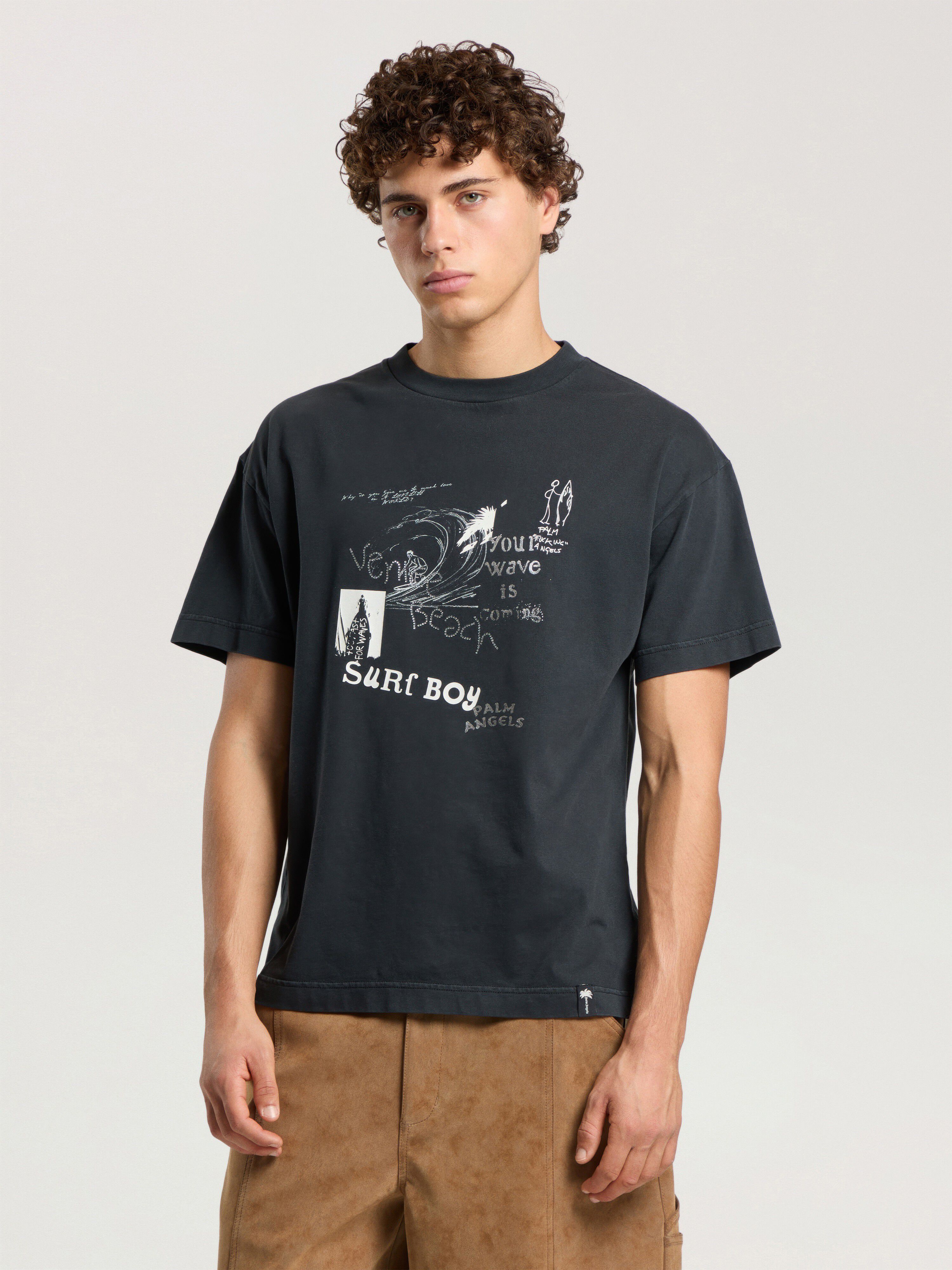 PALM ANGELS Surf Boy Regular T-Shirt ANTHRACITE - BLACK PAMAA01F26JR07