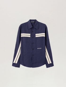 PALM ANGELS Classic Logo Trackshirt NAVY BLUE OFF WHITE PMGE04JS26FAB001