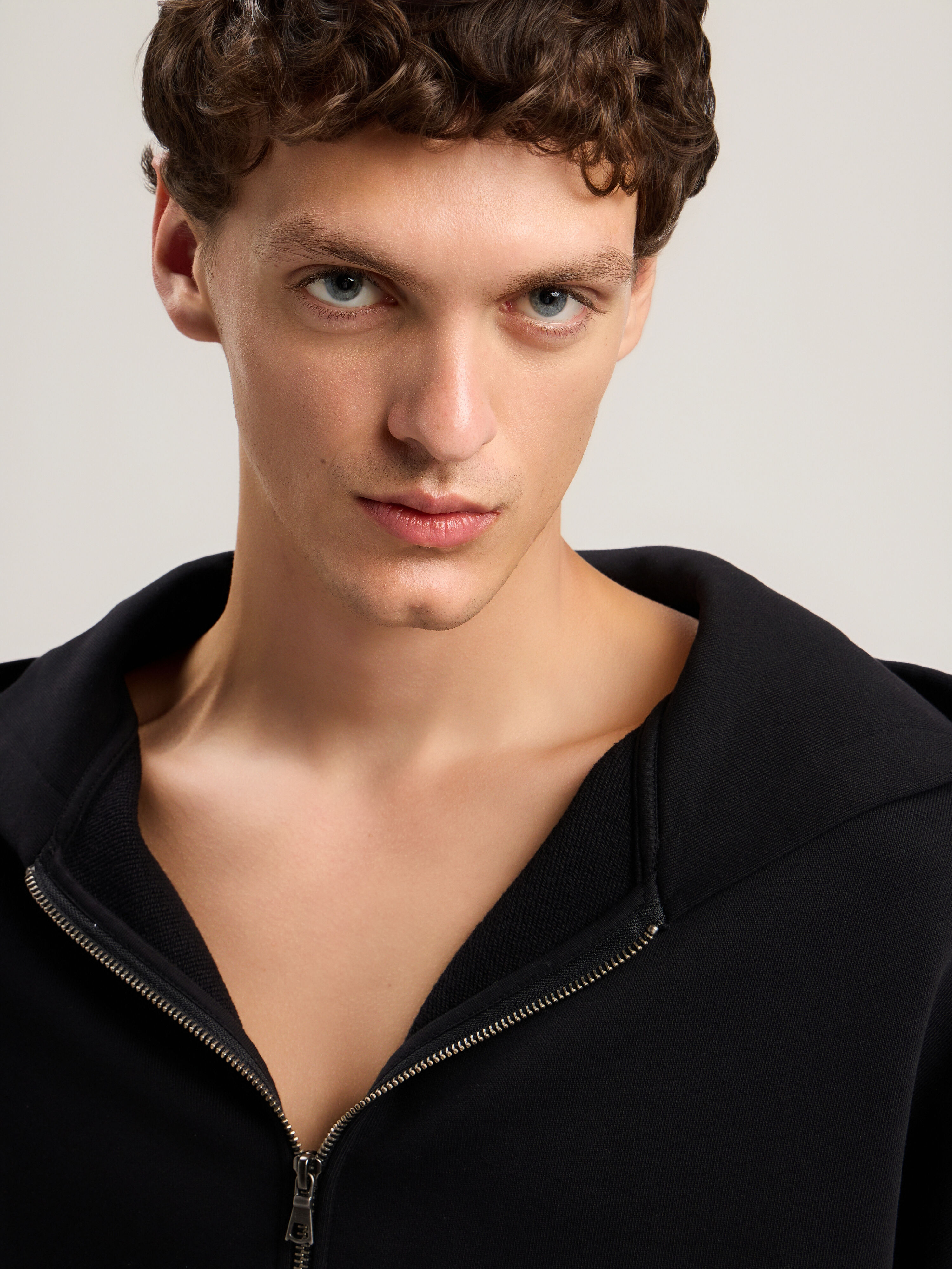 PALM ANGELS Back Curved Logo Zip Hoodie BLACK OFF WHITE PMBE02AS26FLE004