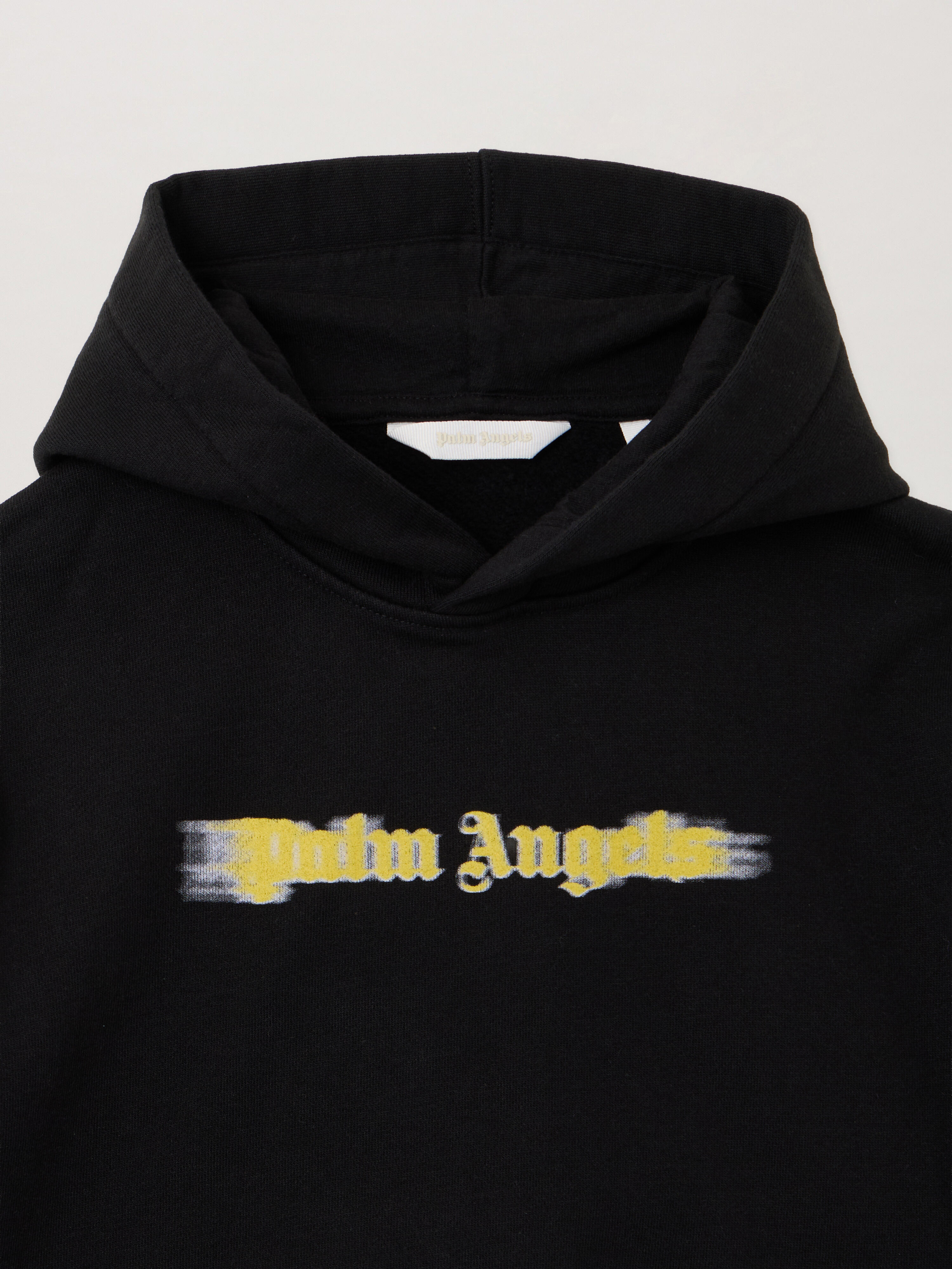 PALM ANGELS Blurred Logo Reg.Hoodie BLACK - OCHER YELLOW PBBB012F25FLE002