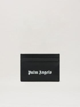 PALM ANGELS Classic Logo Card Holder BLACK OFF WHITE PMND017S26LEA001