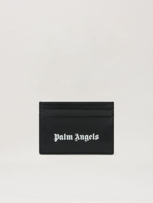 PALM ANGELS Classic Logo Card Holder BLACK OFF WHITE PMND017S26LEA001