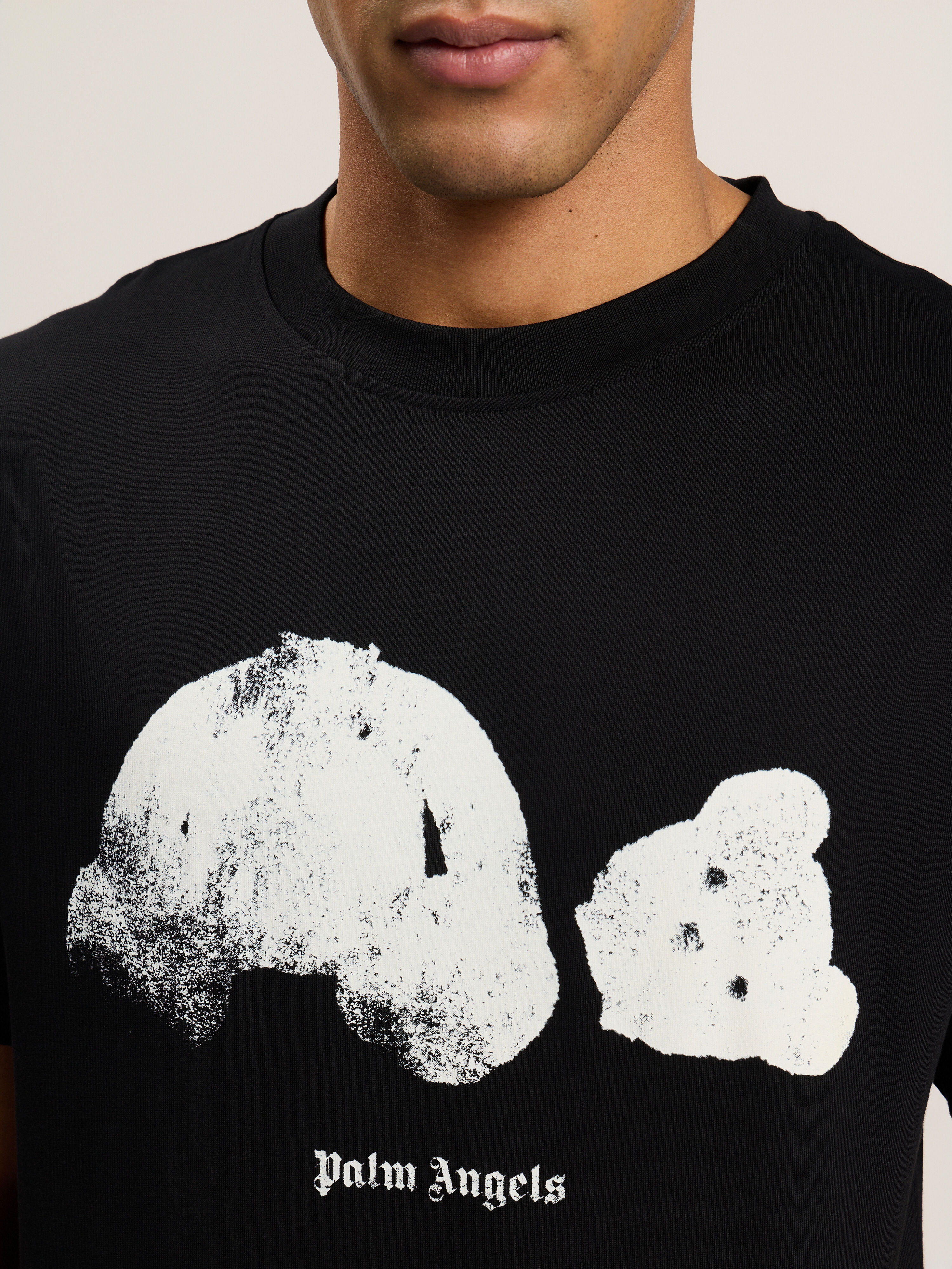 Spray Broken Bear T-Shirt in Black/White for Men | Palm Angels®