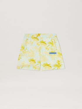 PALM ANGELS  All over palms print shorts LIGHT PINK OFFWHITE PG2X012S25JER001