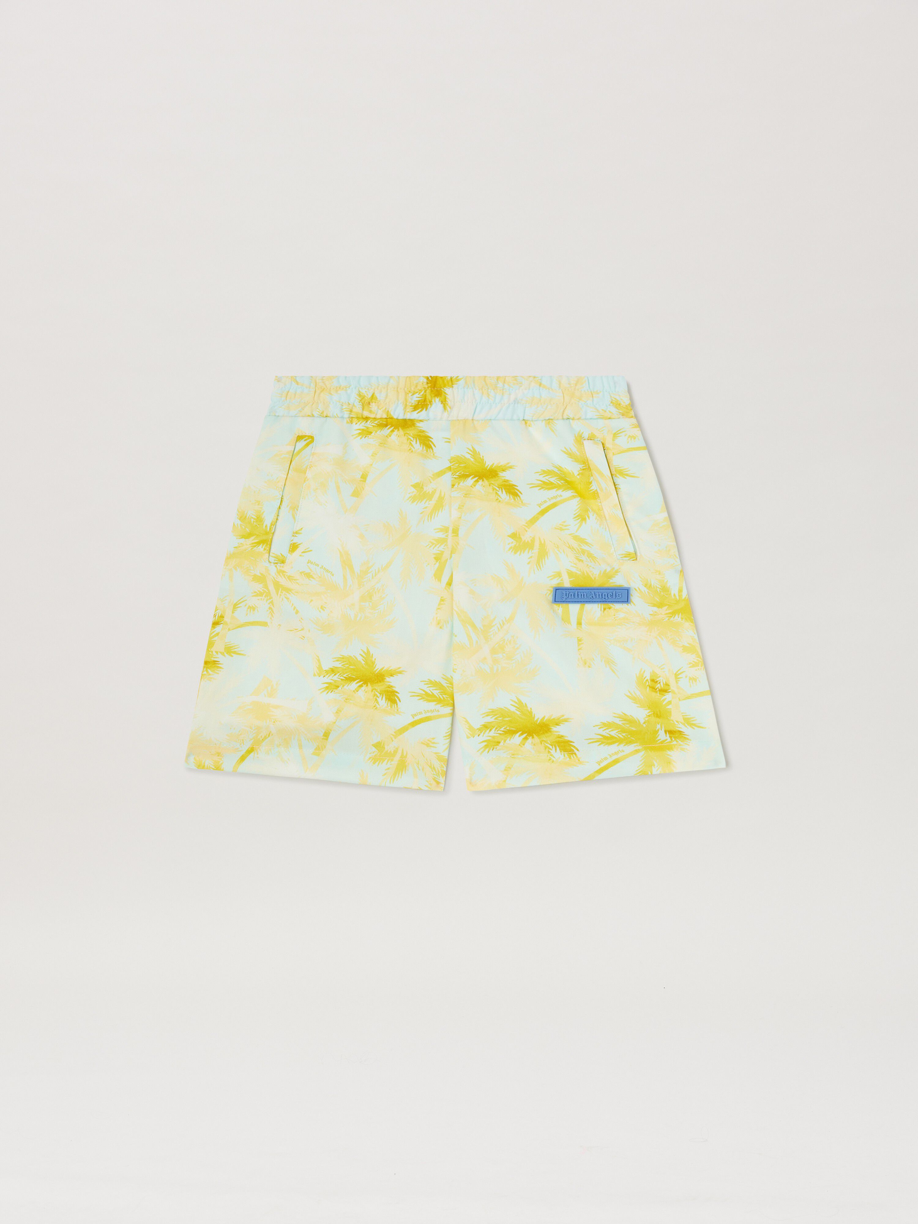 PALM ANGELS  Shorts mit Allover-Palmen-Print SKY BLUE - DUSTY BLUE PBCB006S25FAB002