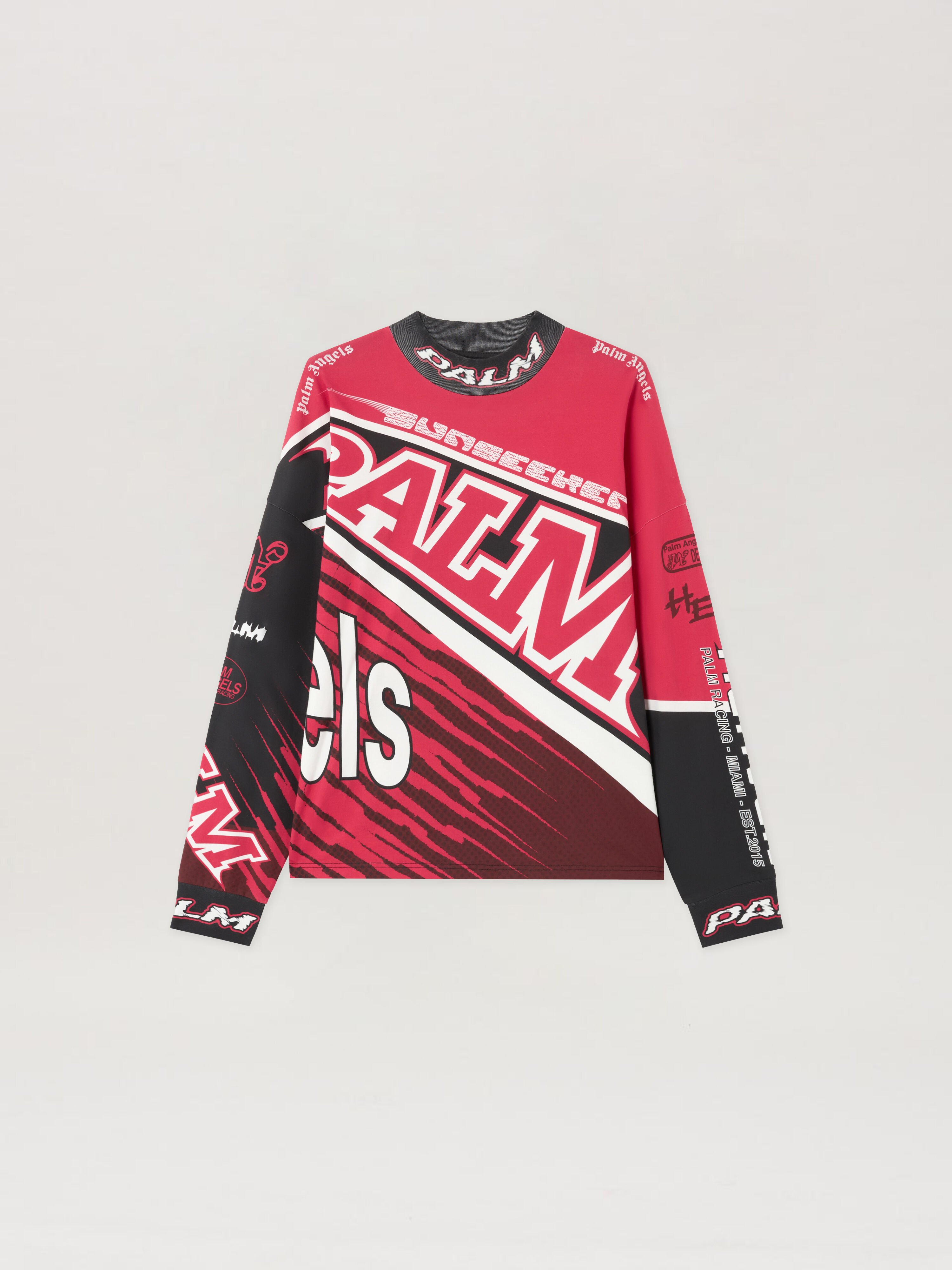 Racing Loose Long-Sleeved T-Shirt in RED BLACK for Men | Palm Angels®