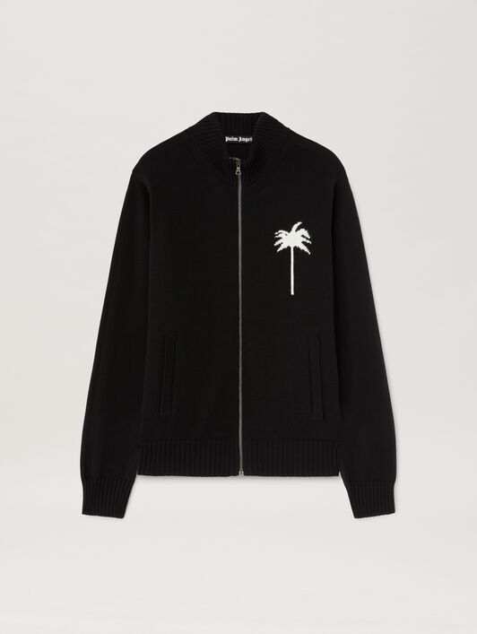 PALM ANGELS  Strickjacke mit Palme BLACK - OFF WHITE PMHA061S25KNI001