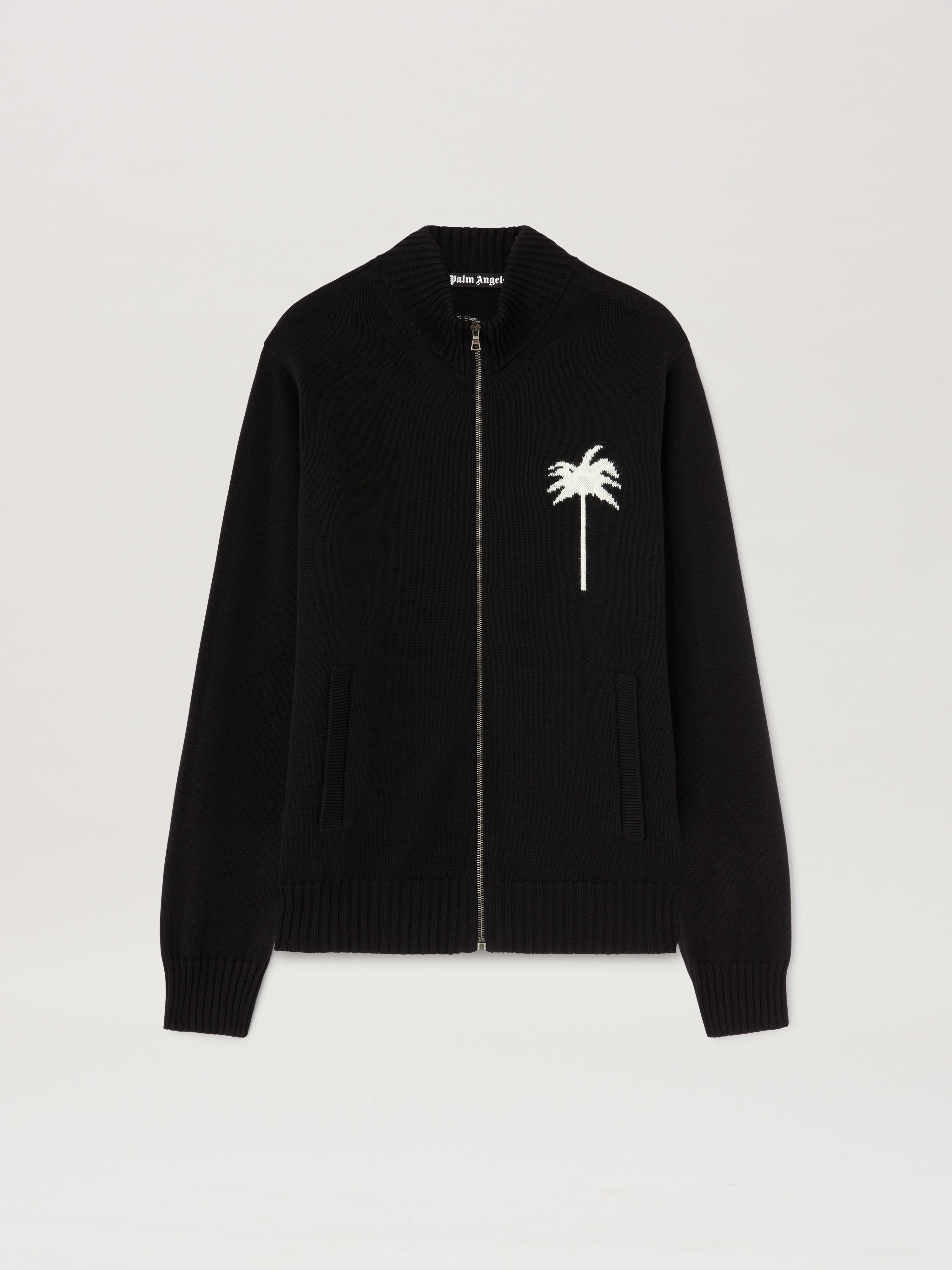 PALM ANGELS  Strickjacke mit Palme BLACK - OFF WHITE PMHA061S25KNI001