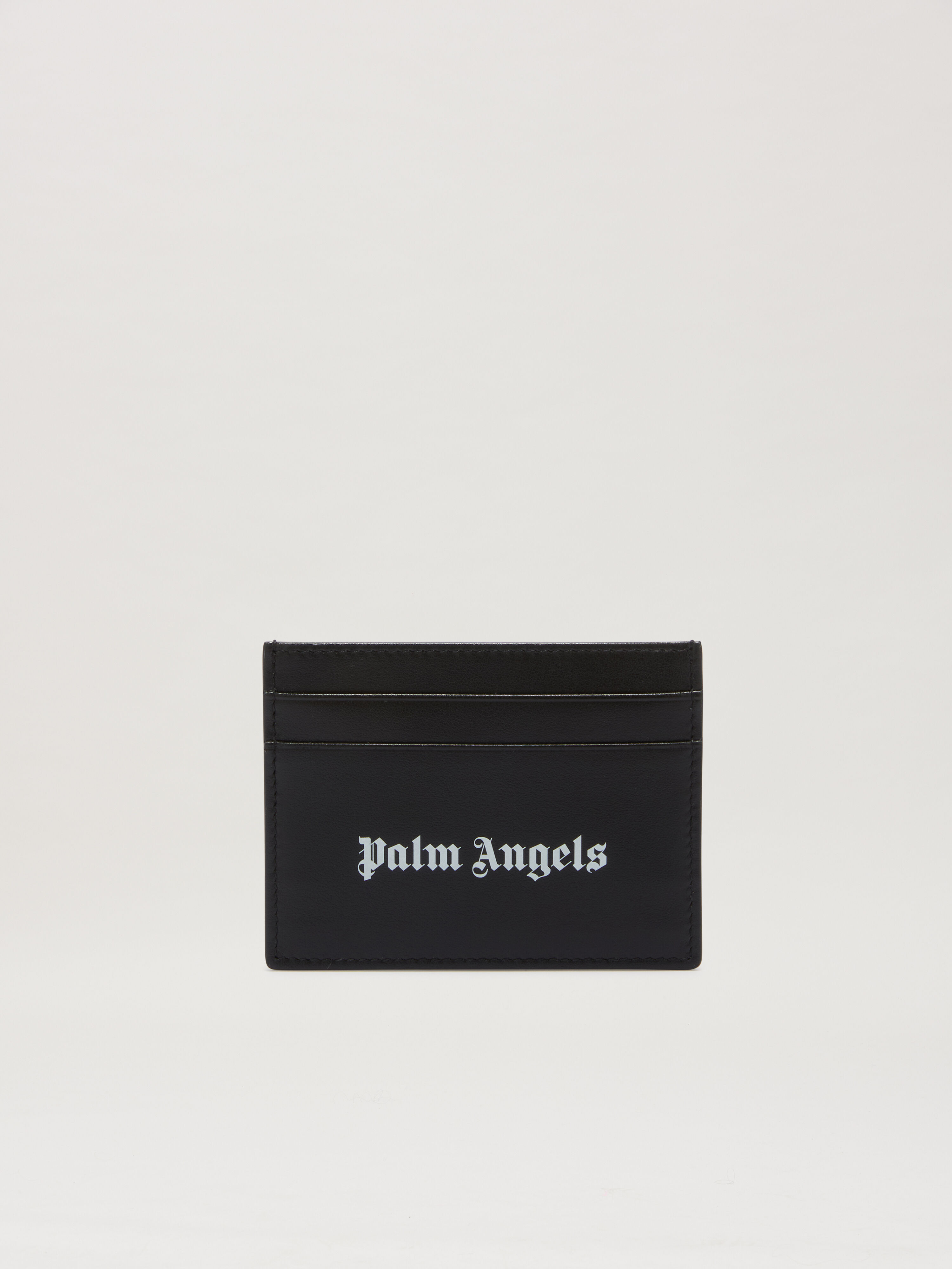 PALM ANGELS Logo Card holder BLACK - WHITE PMND017C99LEA001