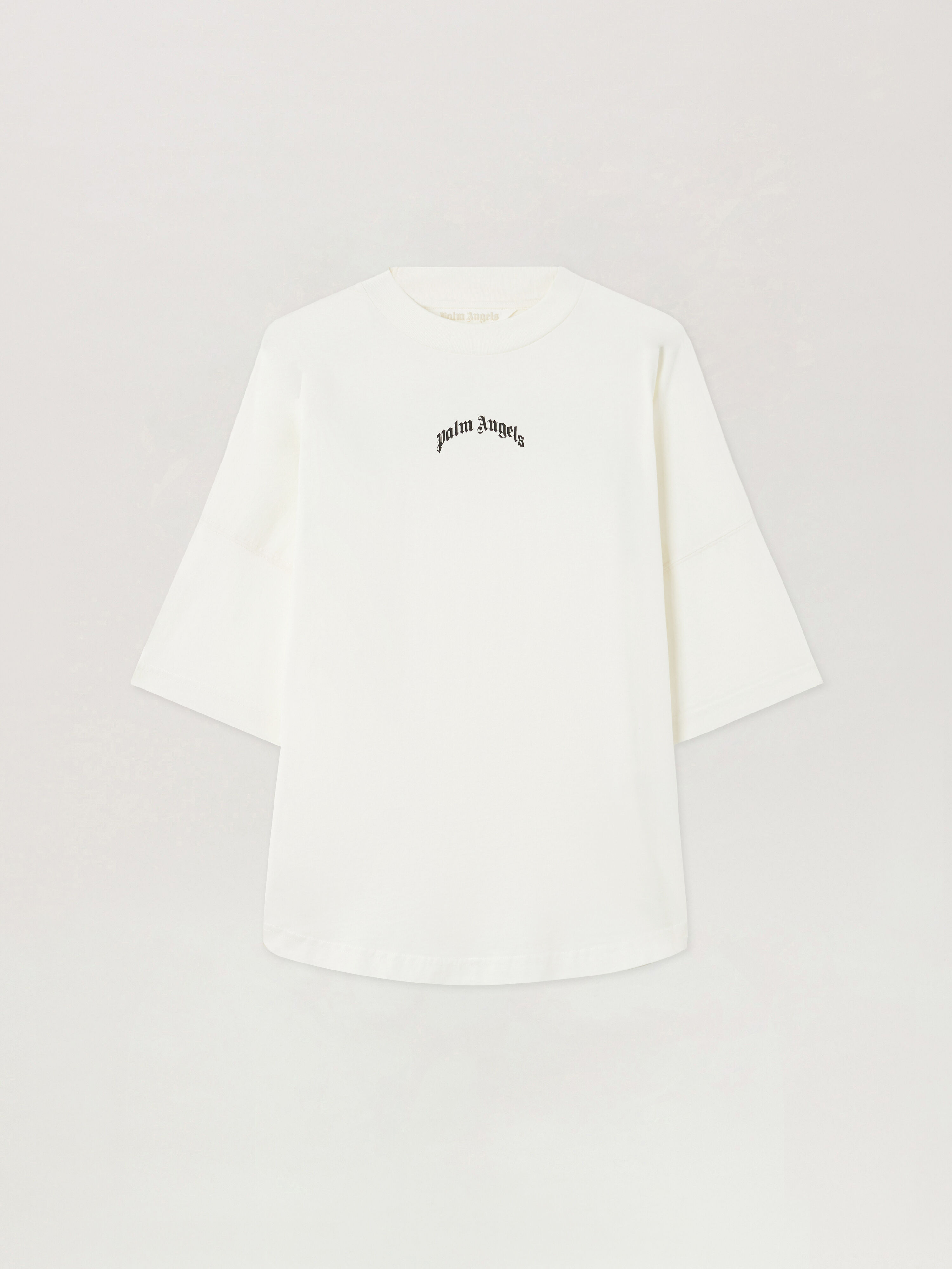 PALM ANGELS Curved Logo Over T-Shirt OFF WHITE BLACK PWAA07CS26JER002