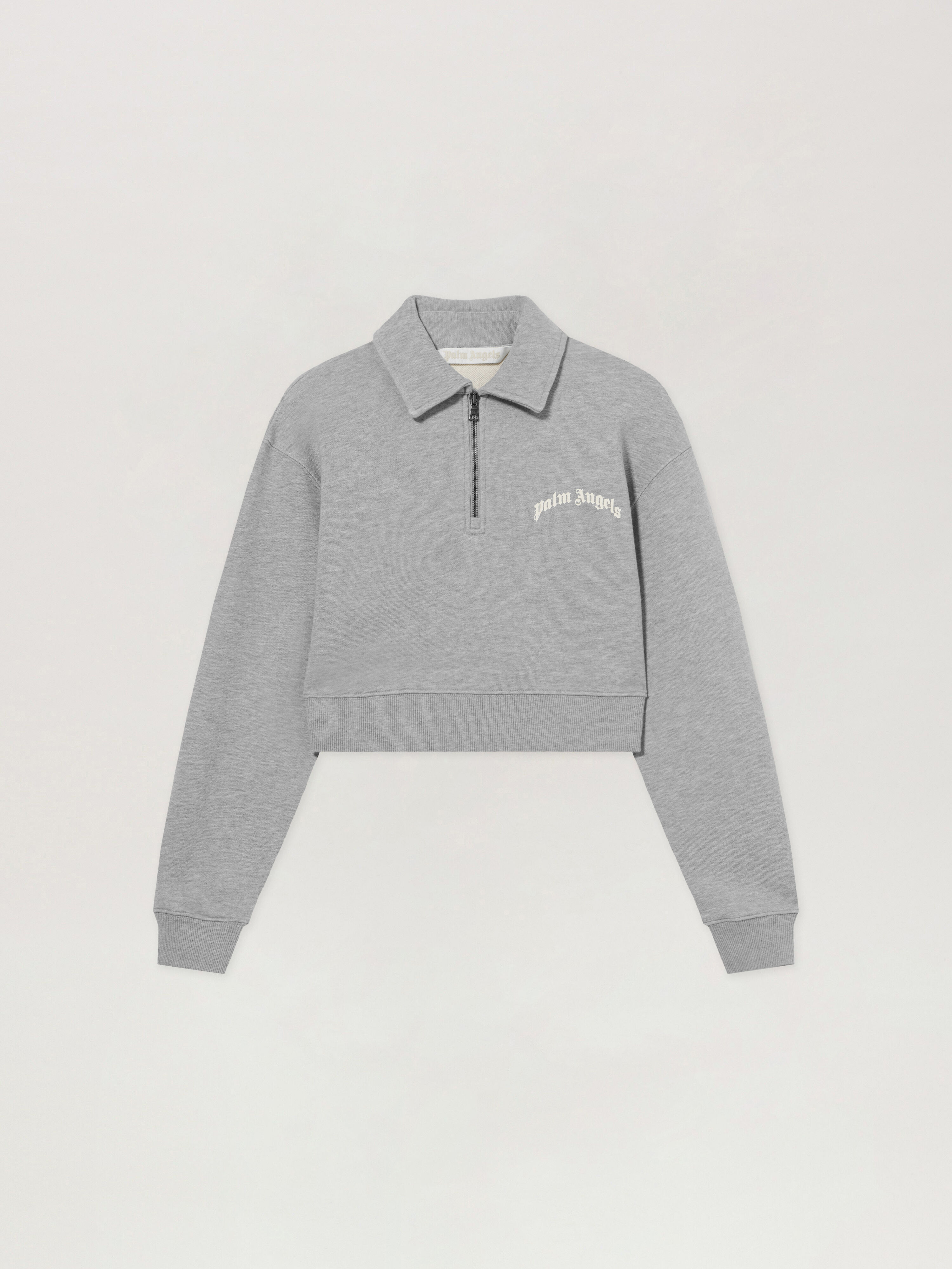 PALM ANGELS Polo A Maniche Lunghe Con Logo GREY MELANGE - OFF WHITE PAWGC03F26FL01