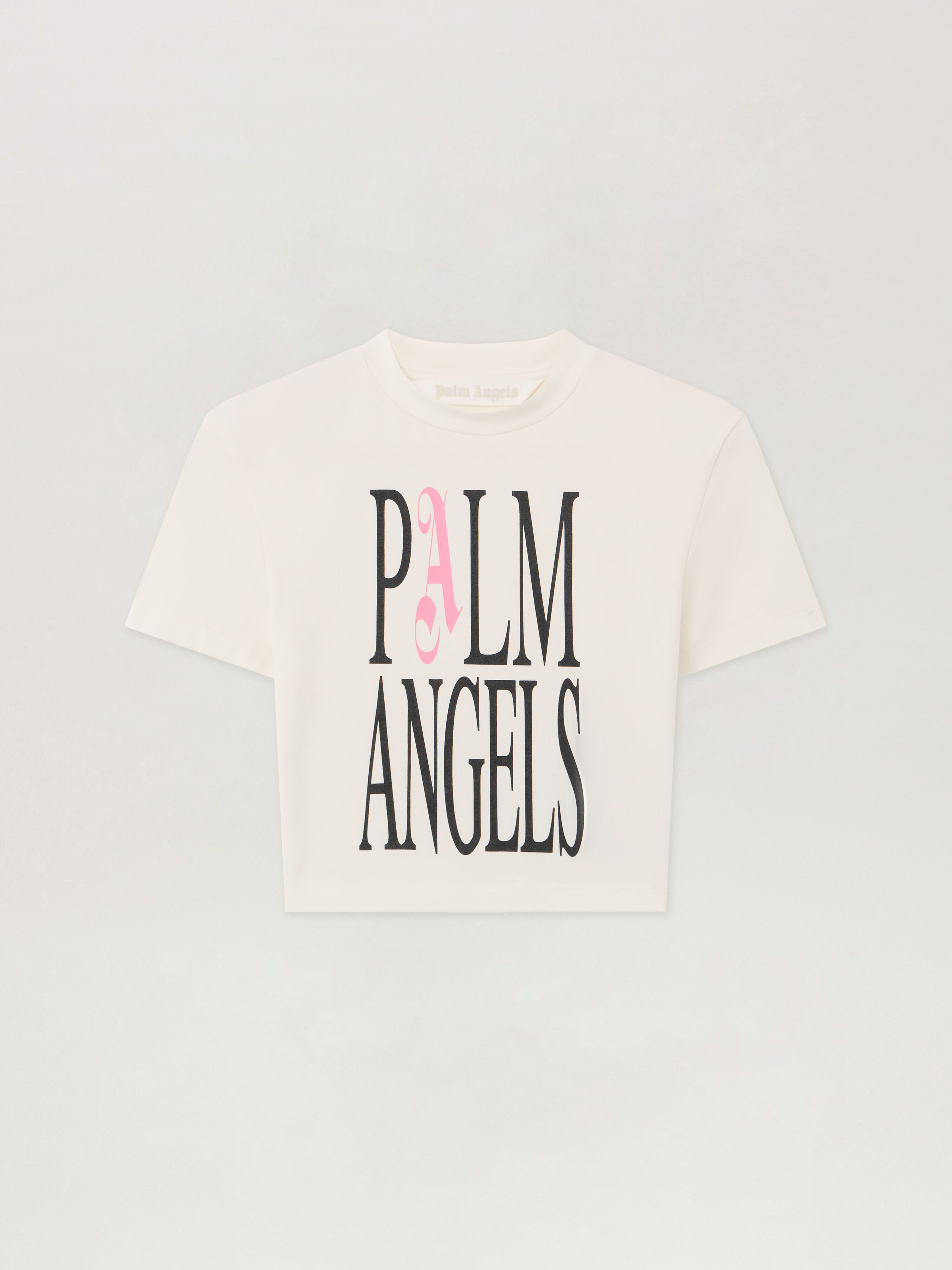 Flames Logo Baby Tee in OFF WHITE - BLACK for Women | Palm Angels®