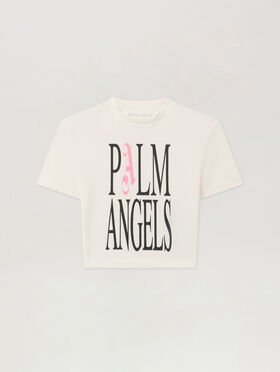PALM ANGELS Flames Logo Baby Tee OFF WHITE - BLACK PWAA077F25JER003