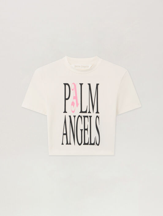 Flames Logo Baby Tee PALM ANGELS Flames Logo Baby Tee OFF WHITE - BLACK PWAA077F25JER003