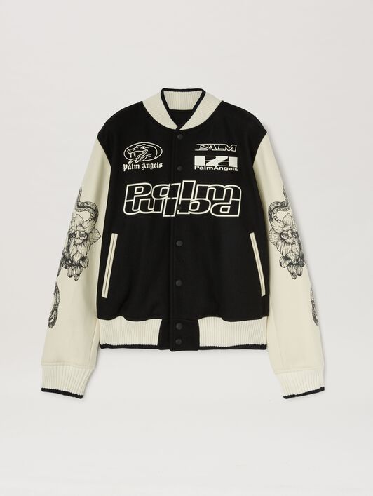 PALM ANGELS  Lunar New Year Varsity Jacket RED - BLACK PMEK012G25FAB001