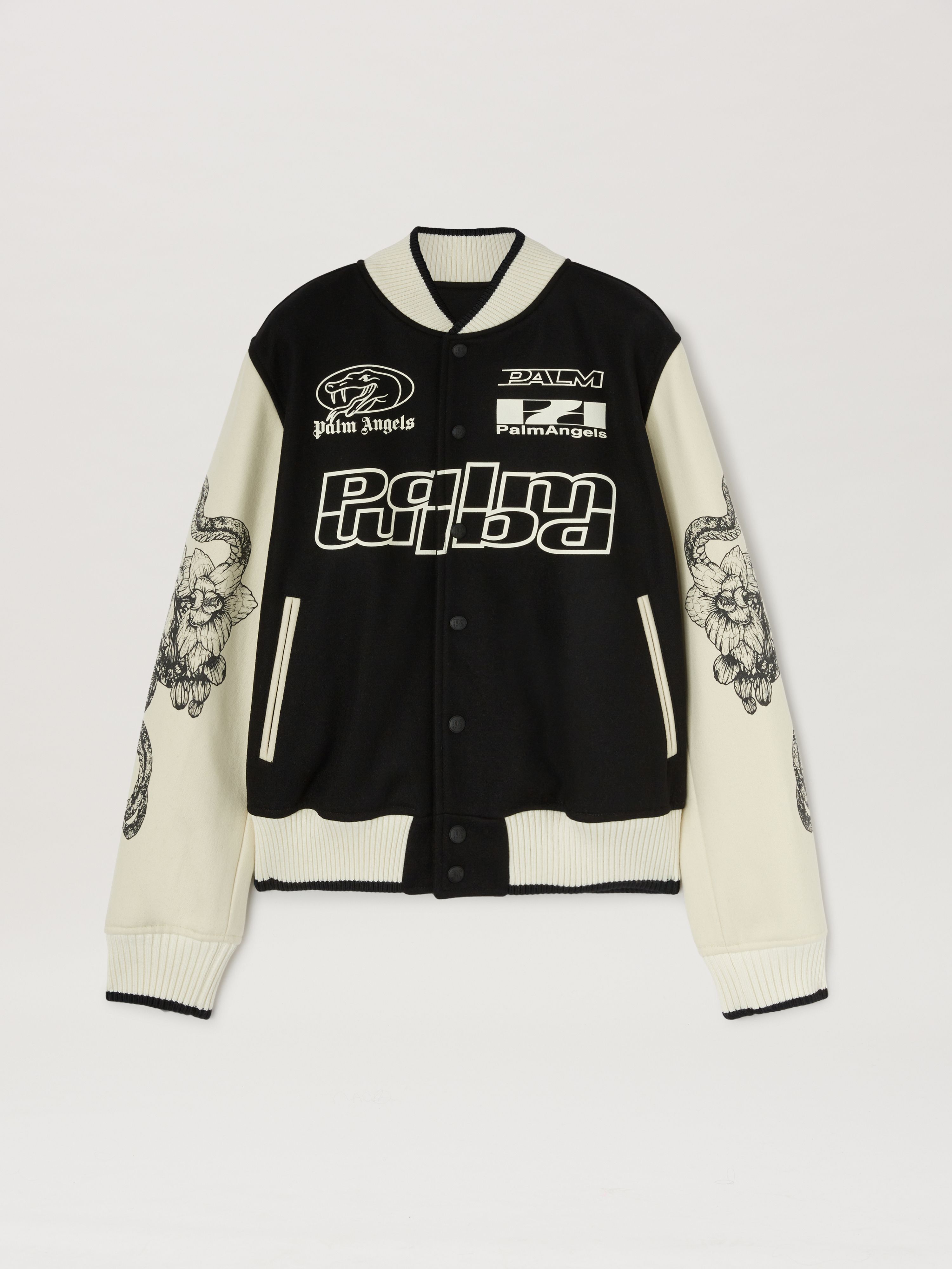 PALM ANGELS  Lunar New Year Varsity Jacket RED - BLACK PMEK012G25FAB001