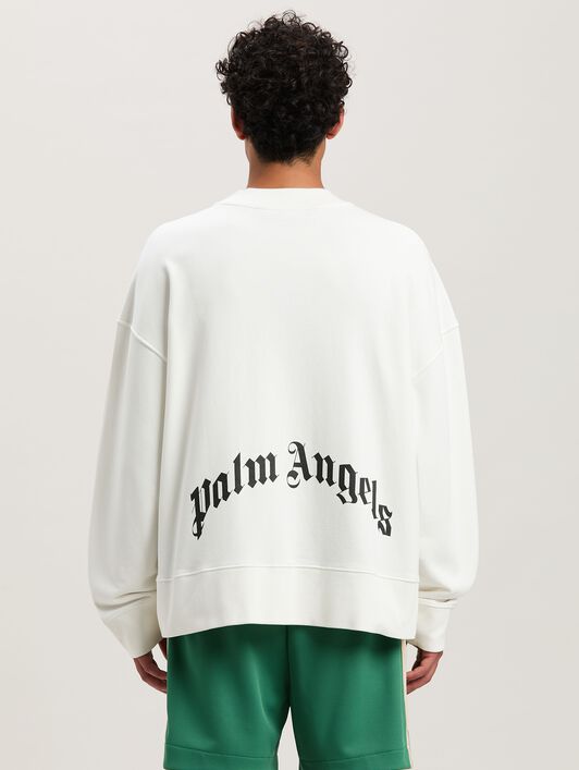 PALM ANGELS  Curved Logo crewneck Sweatshirt OFF WHITE - NERO PMBA080S25FLE001