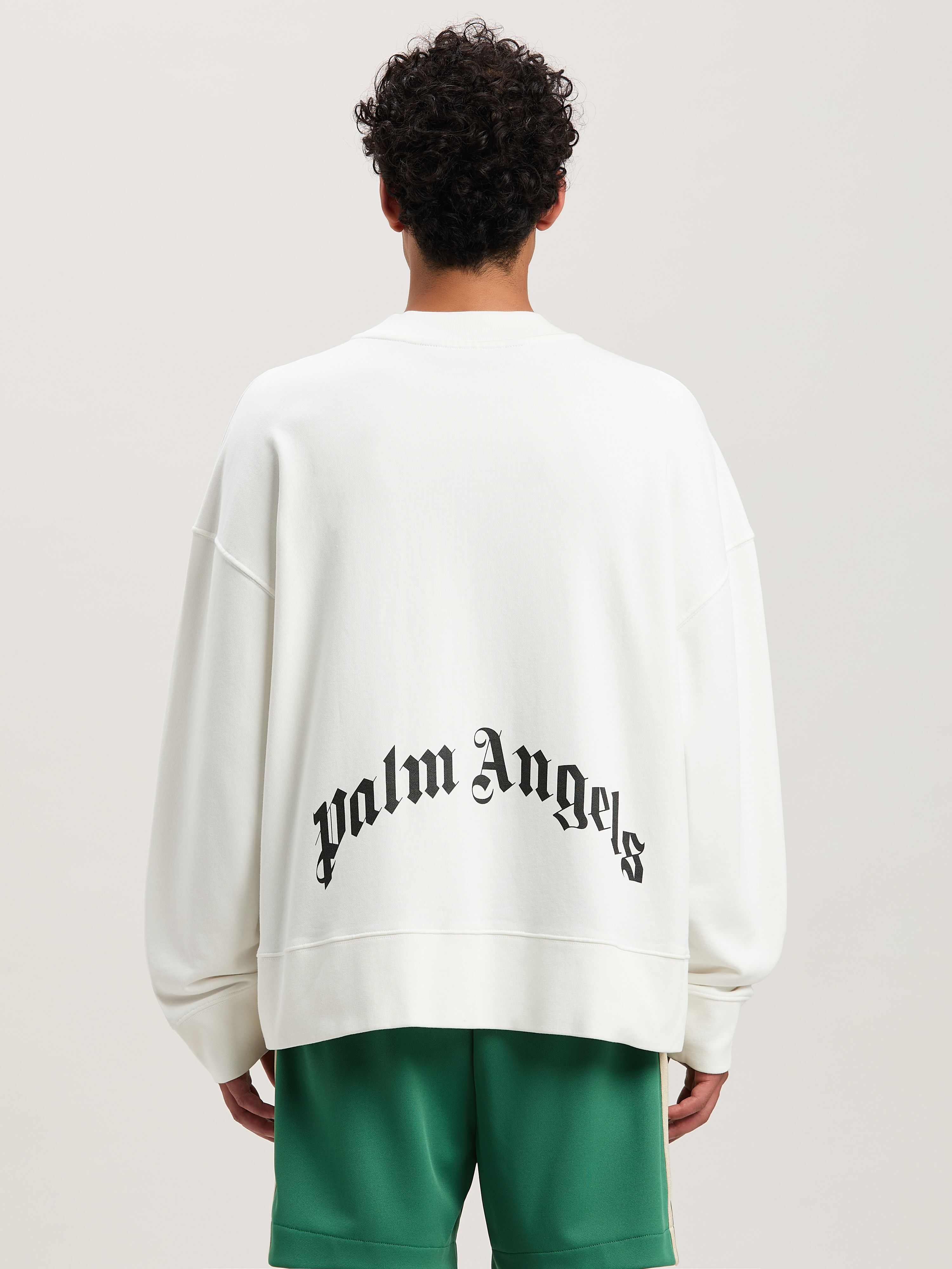 PALM ANGELS  Curved Logo crewneck Sweatshirt OFF WHITE - NERO PMBA080S25FLE001