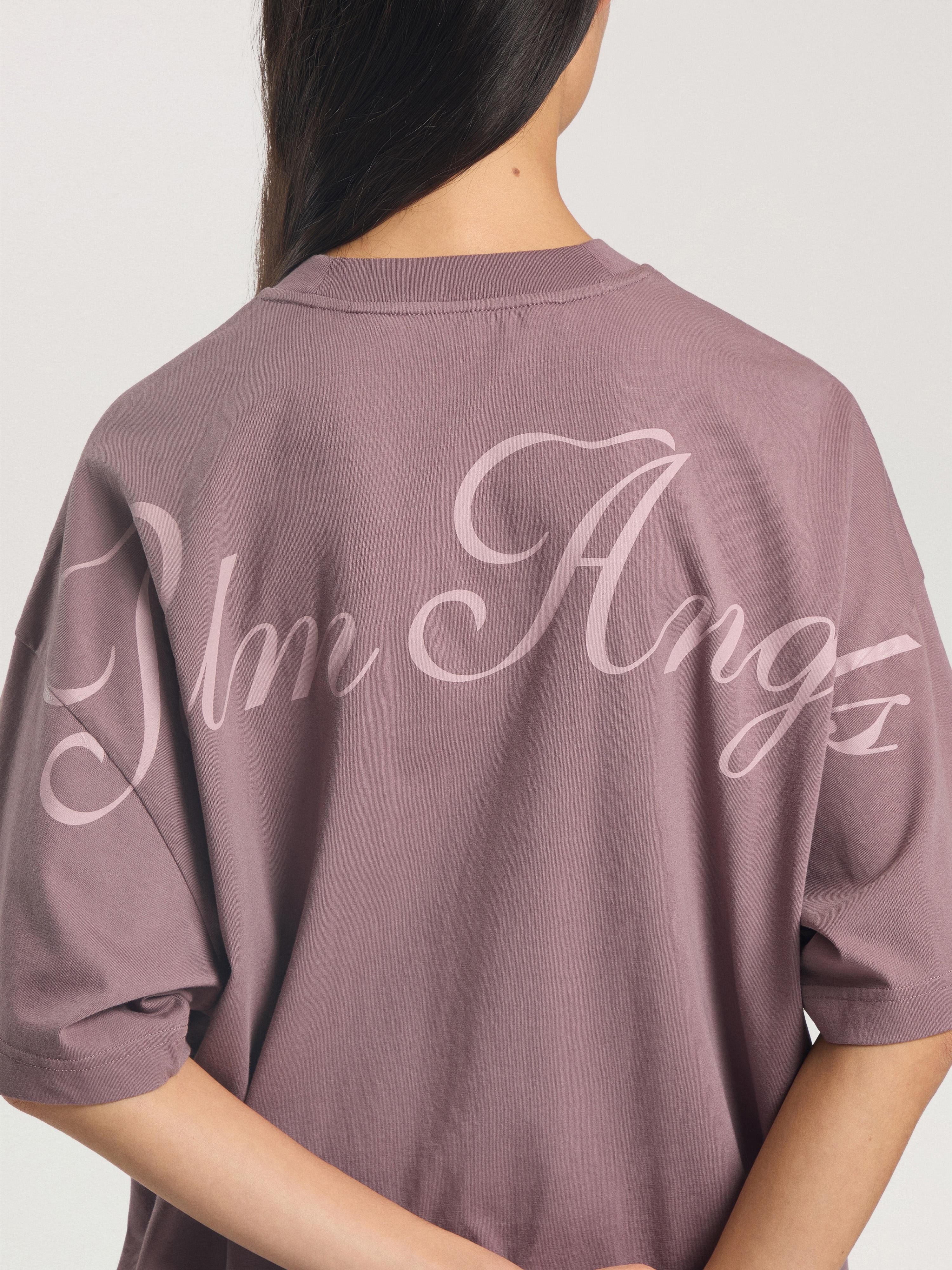 PALM ANGELS Palm Sway Loose T-Shirt MAUVE - OFF WHITE PAWAA05F26JR01