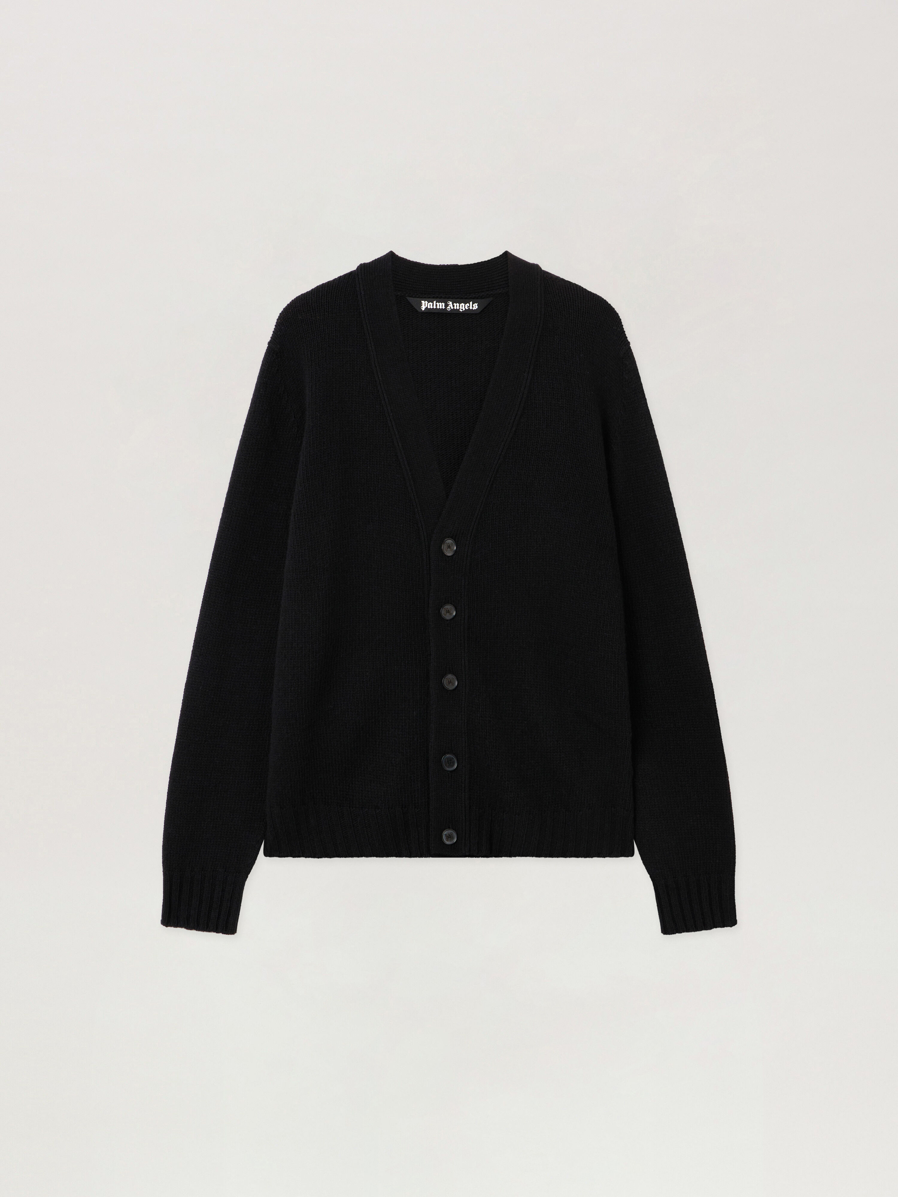 Curved Logo Cardigan PALM ANGELS Curved Logo Cardigan BLACK - RED PMHB035F25KNI001