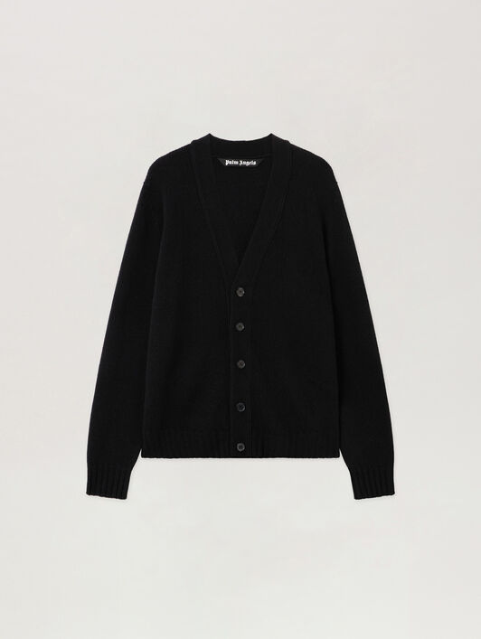 Curved Logo Cardigan PALM ANGELS Curved Logo Cardigan BLACK - RED PMHB035F25KNI001