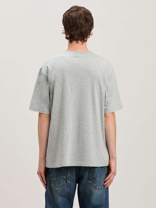 PALM ANGELS  College Logo T-Shirt GREY MELANGE - BLACK PMAA089S25JER001