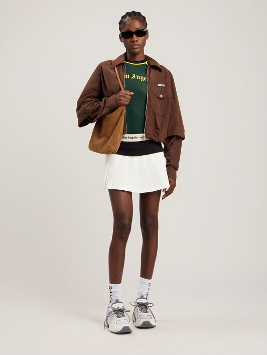 PALM ANGELS Curved Logo Long-Sleeved Bodysuit GREEN YELLOW PWDD01DS26FAB001