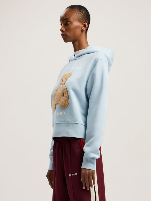 PALM ANGELS Bear In Mind Fitted Hoody BABY BLUE - BROWN PWBB069F25FLE002