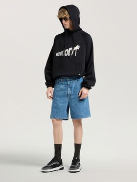 PALM ANGELS Sunset Blvd Palm Loose Hoodie BLACK - OFF WHITE PAMBB04W26FL02
