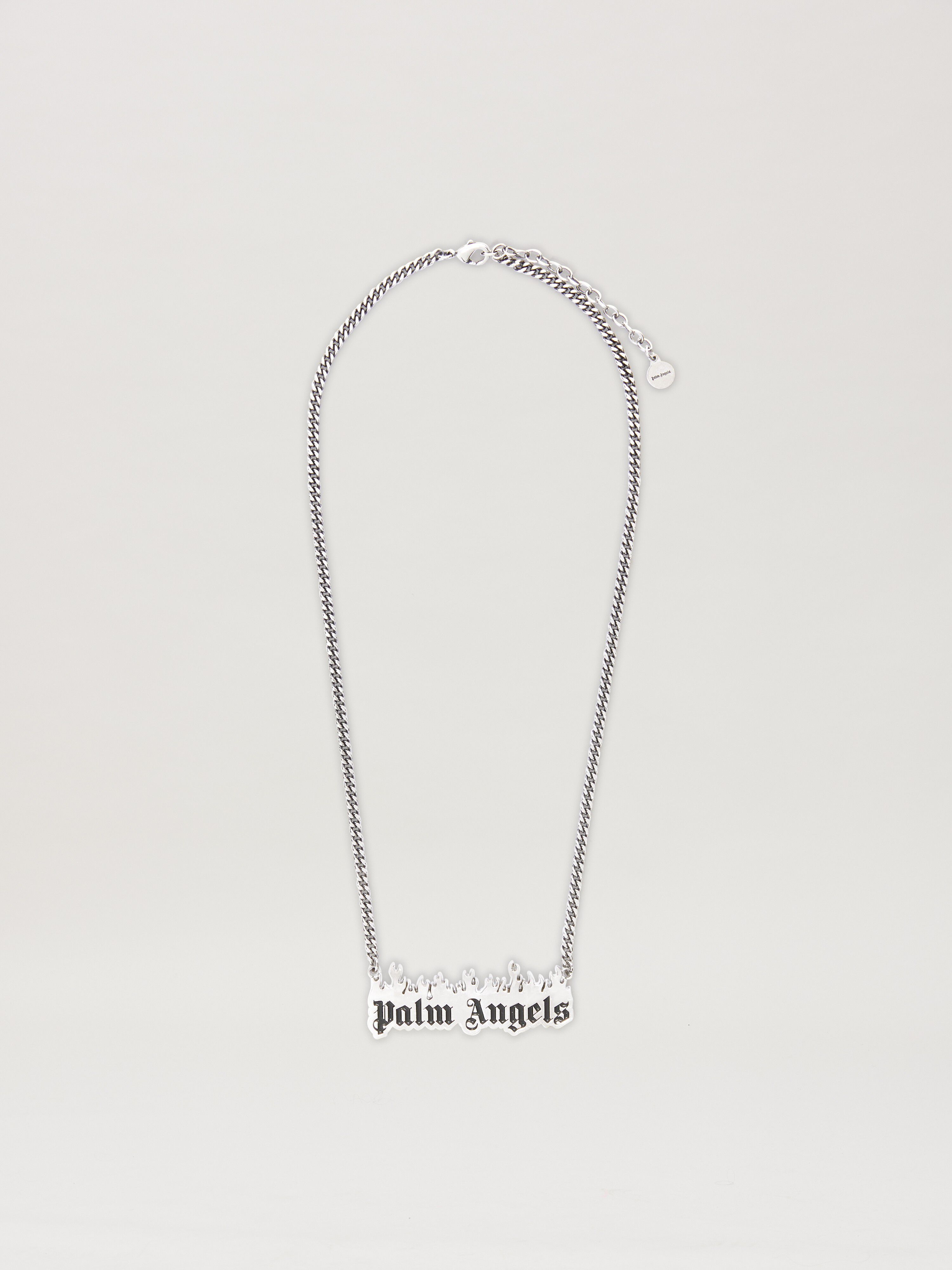 PALM ANGELS  Burning Logo Necklace SILVER - BLACK PMOB053S25MAT001