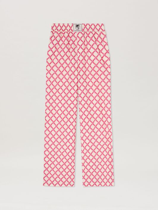 PALM ANGELS  Net logo Pants IVORY - FUCHSIA PWCA156S25FAB001