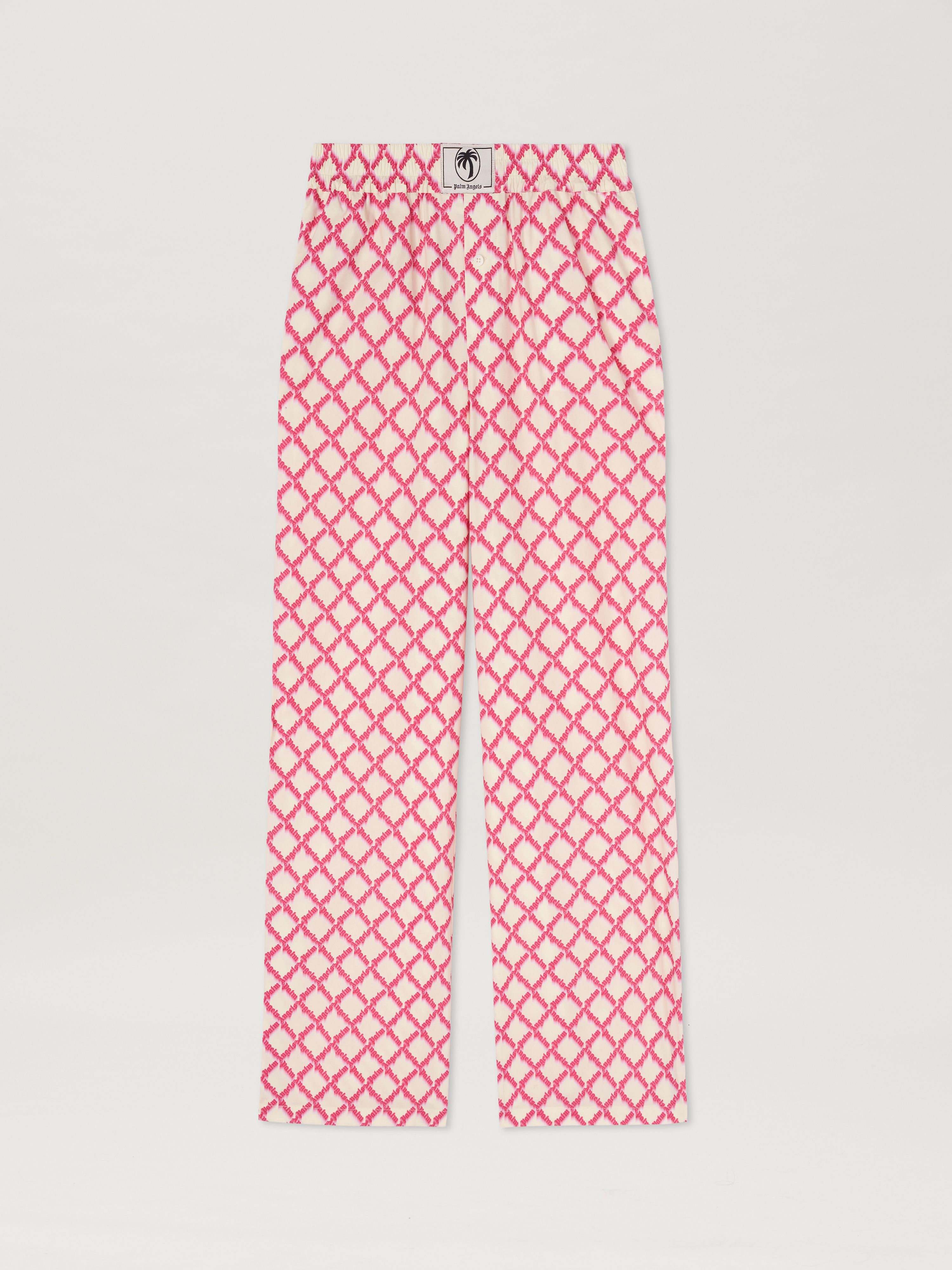 PALM ANGELS  Net logo Pants IVORY - FUCHSIA PWCA156S25FAB001