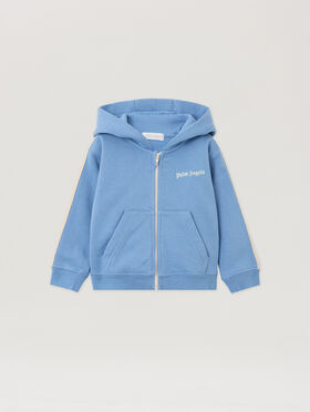 PALM ANGELS Full Zip Track Hoodie DUSTY BLUE - OFF WHITE PB3X003F25FLE001