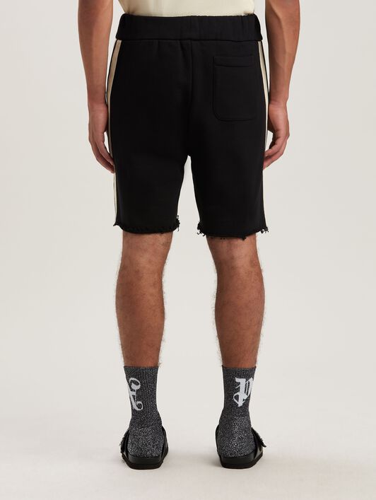 PALM ANGELS  Curved Logo Track shorts BLACK - IVORY PMCI026S25FLE001