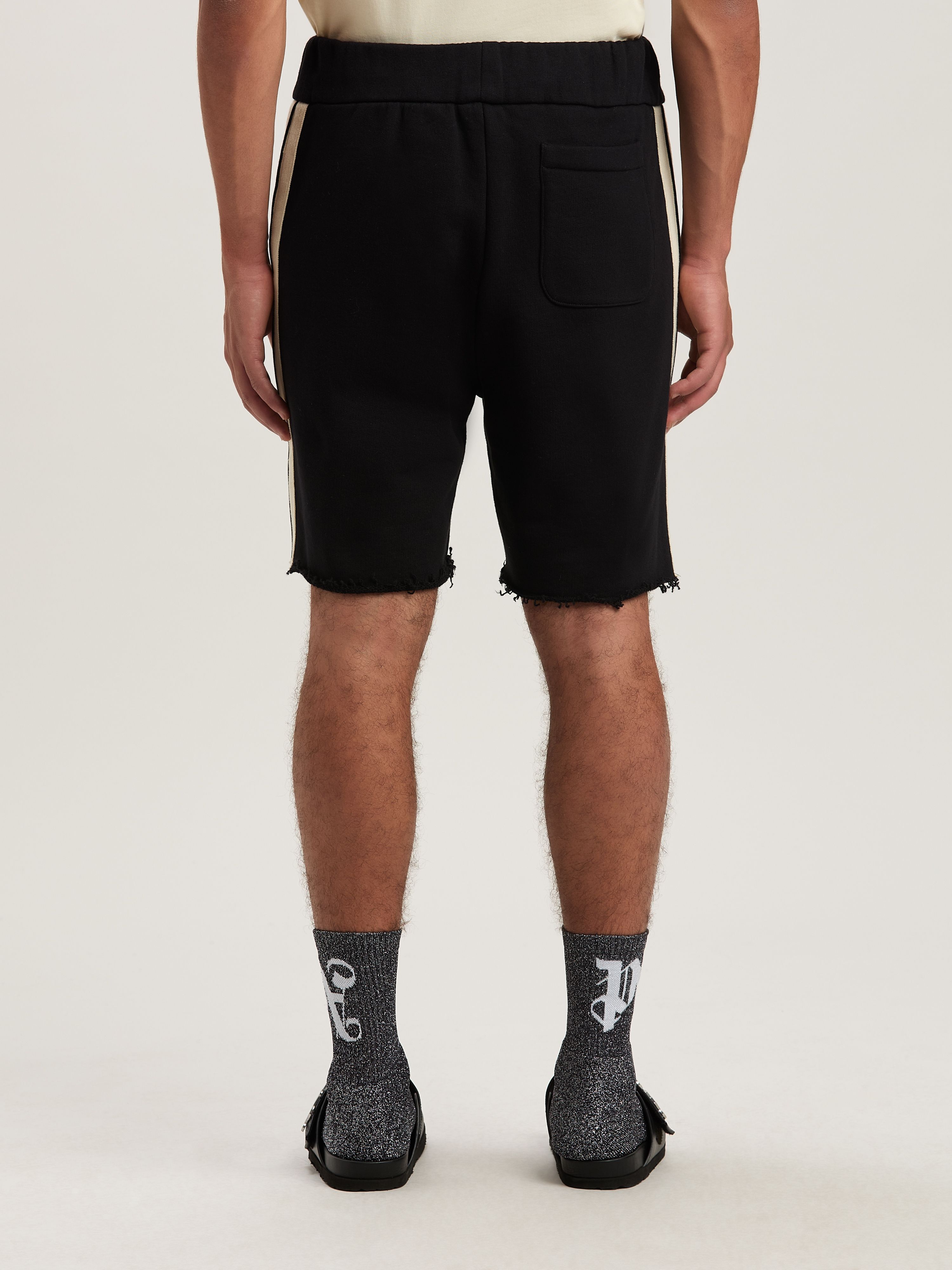 PALM ANGELS  Curved Logo Track shorts BLACK - IVORY PMCI026S25FLE001