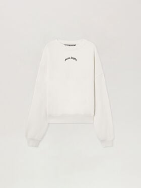 PALM ANGELS Back Curved Logo Loose Sweatshirt OFF WHITE BLACK PMBA08JS26FLE004