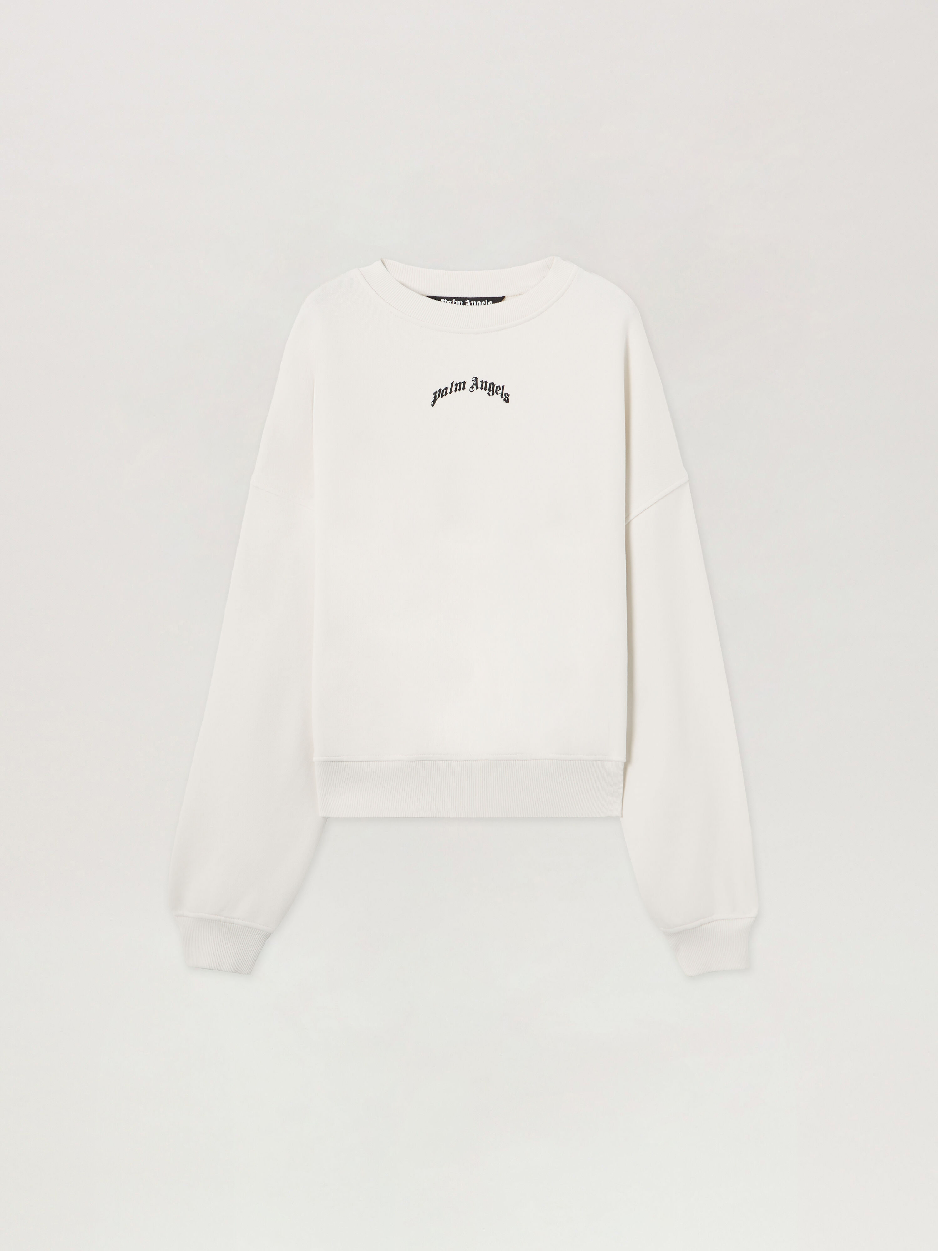 PALM ANGELS Back Curved Logo Loose Sweatshirt OFF WHITE BLACK PMBA08JS26FLE004