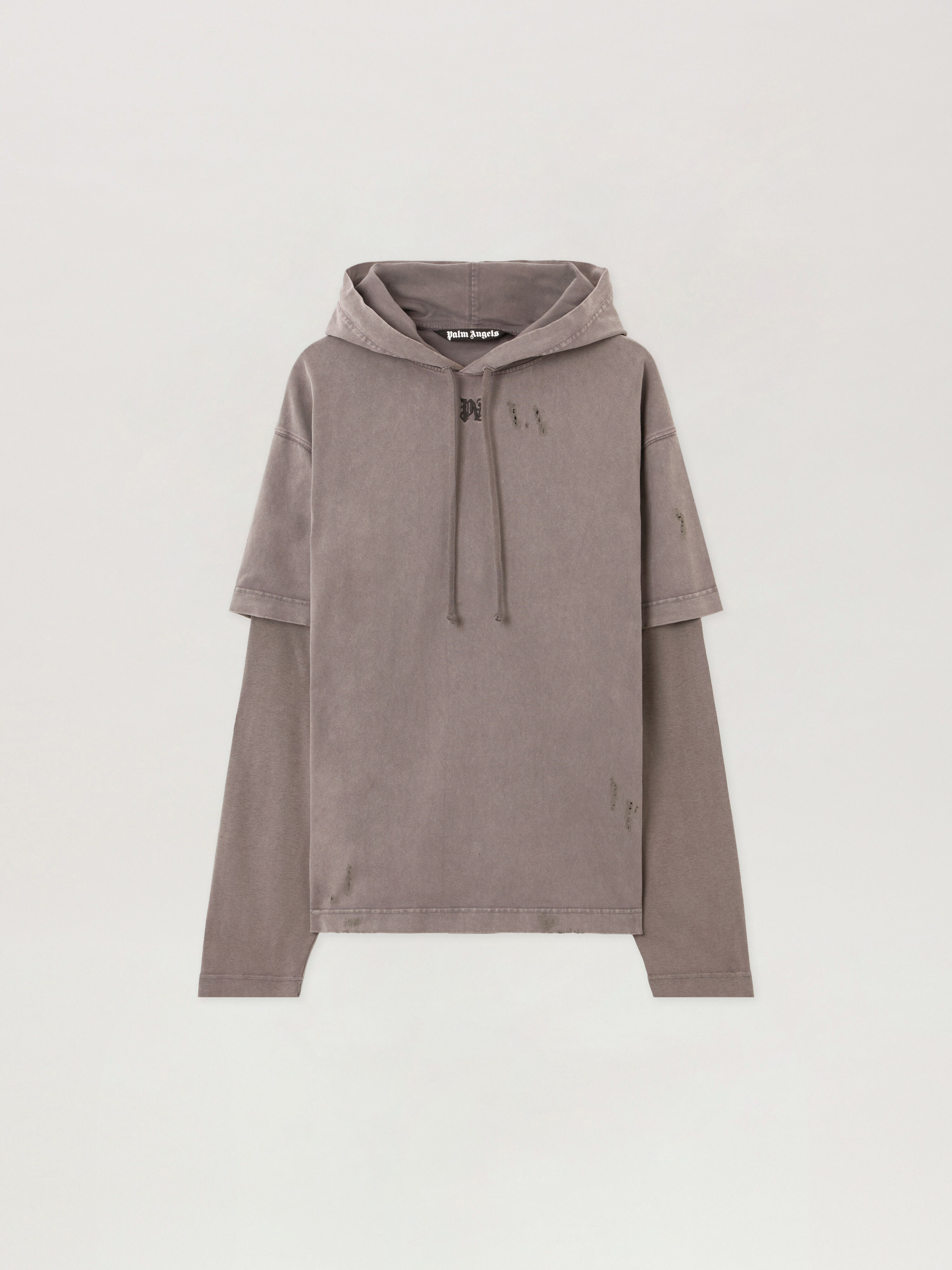 Monogram Distressed Hoodie PALM ANGELS Monogram Distressed Hoodie MEDIUM GREY - BLACK PMBB178F25FLE001