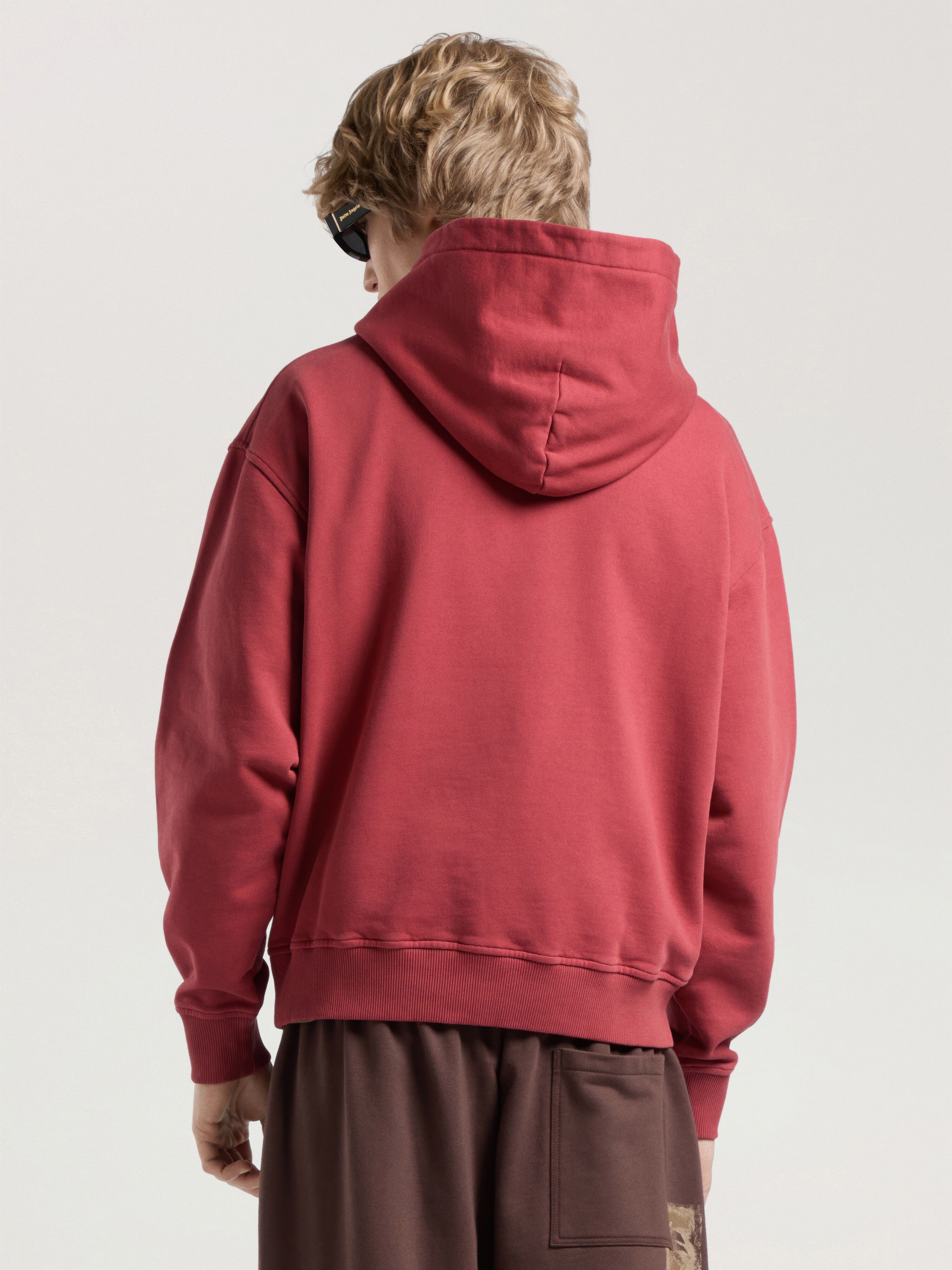 PALM ANGELS Palm Tree Regular Hoodie BRICK RED - OFF WHITE PAMBB03F26FL03