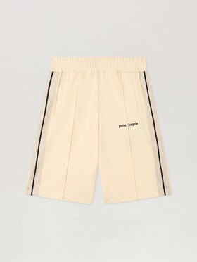 PALM ANGELS Classic Logo Track Shorts IVORY BLACK PMCL009S26FAB001