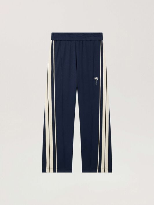 PALM ANGELS Palm Tree Striped Track Pants NAVY BLUE - OFF WHITE PAMCJ09W26FB01