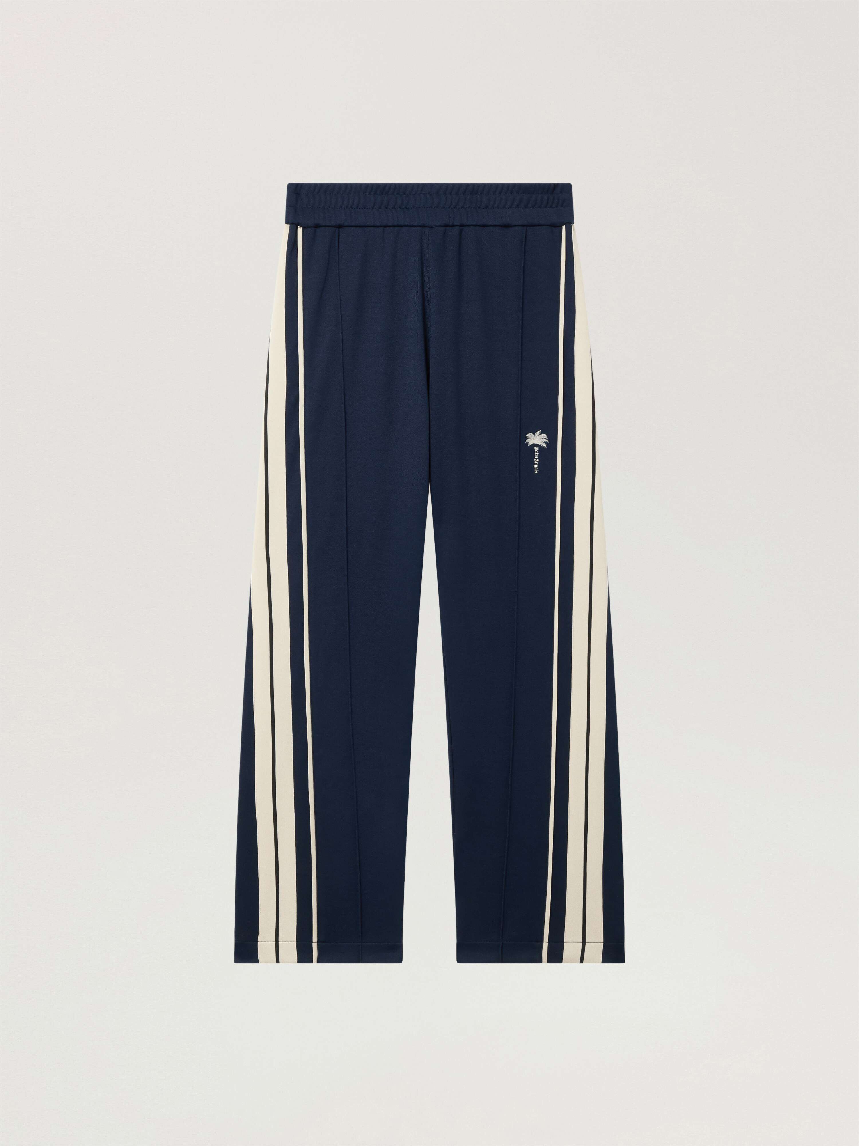 PALM ANGELS Palm Tree Striped Track Pants NAVY BLUE - OFF WHITE PAMCJ09W26FB01