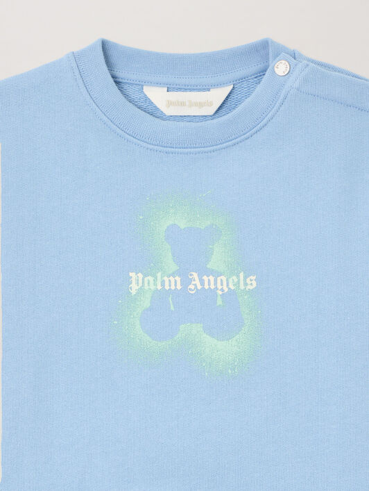 PALM ANGELS Spray Bear Crewneck CELESTE/LIGHT BLUE PBXC001S26FLE001
