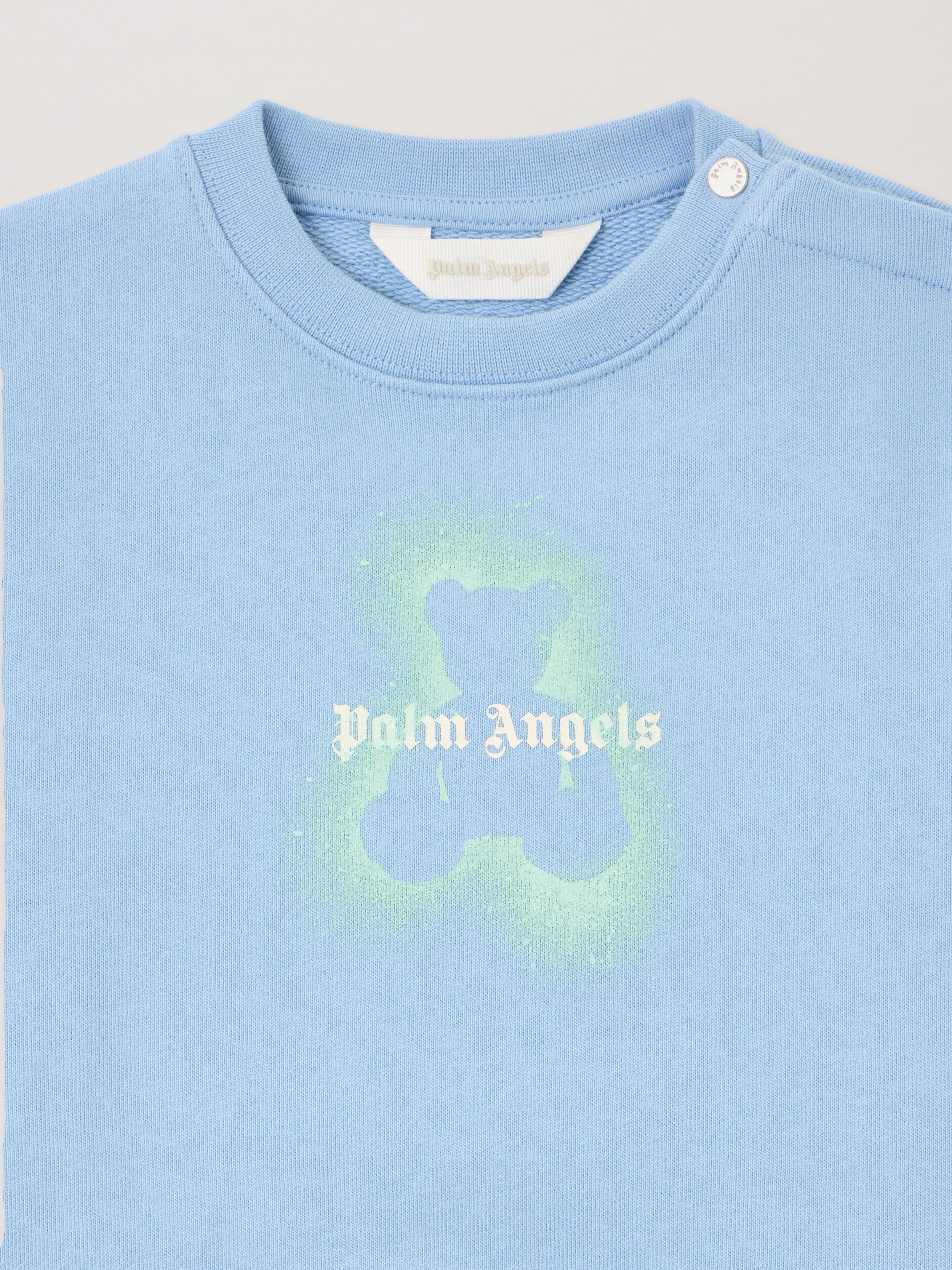 PALM ANGELS Spray Bear Crewneck CELESTE/LIGHT BLUE PBXC001S26FLE001