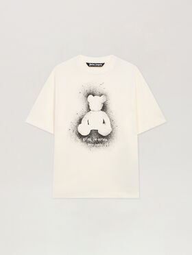 PALM ANGELS Spray Bear Reg T-Shirt OFF WHITE - BLACK PMAA109F25JER00B