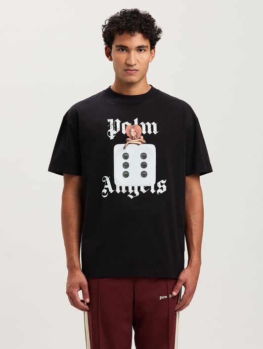PALM ANGELS  Pin up T-shirt BLACK - OFF WHITE PMAA001S25JER00B