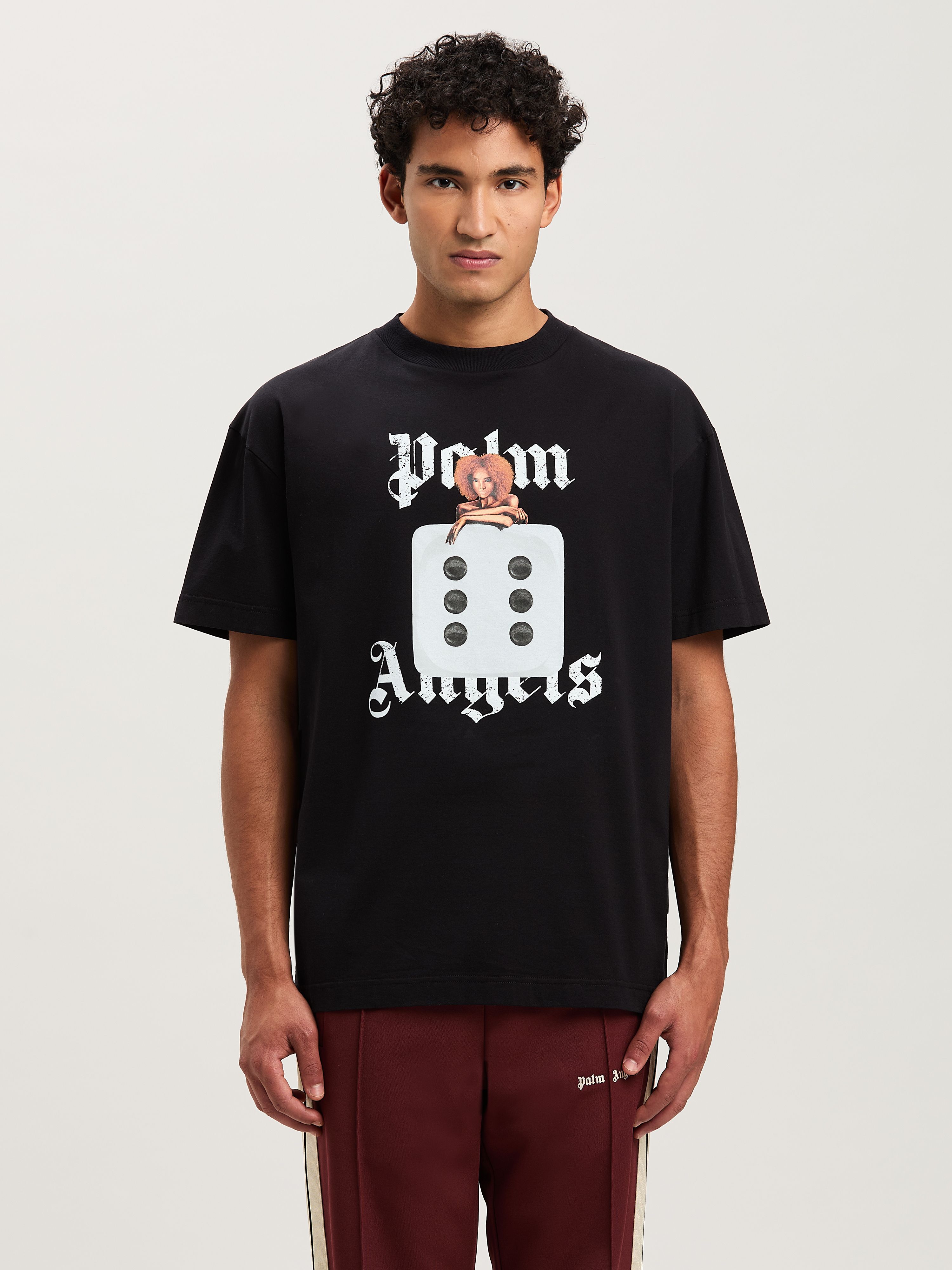 PALM ANGELS  Pin up T-shirt BLACK - OFF WHITE PMAA001S25JER00B