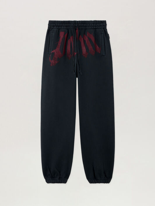 PALM ANGELS Big Waist Logo Sweatpants BLACK BURGUNDY PMCH025S26FLE003