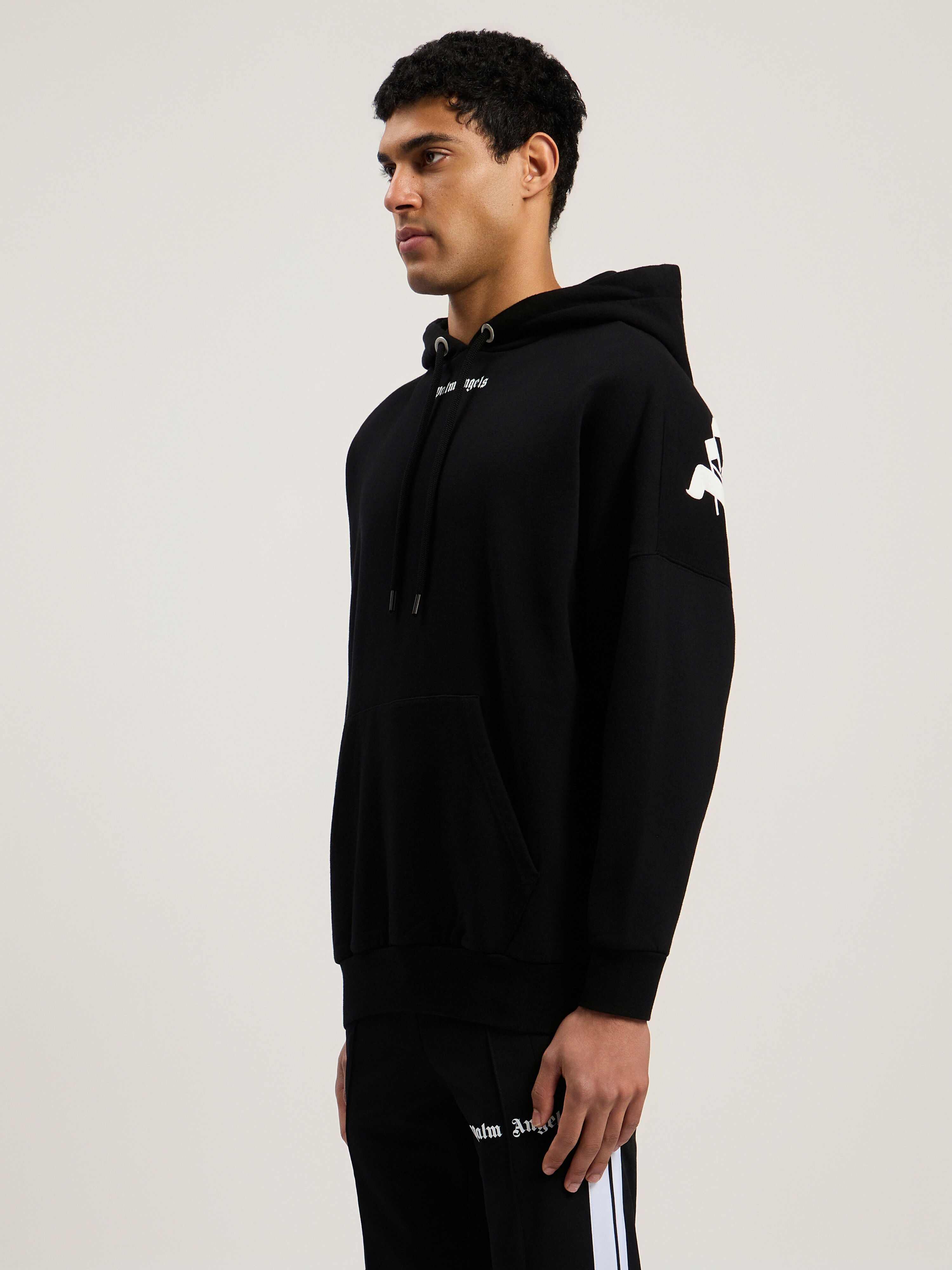 Classic Logo Over Hoodie in BLACK WHITE for Men | Palm Angels®