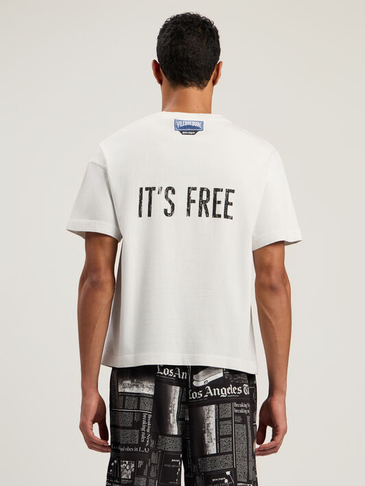 PALM ANGELS Catch Reg T-Shirt OFF WHITE - BLACK PMAA109F25JER002